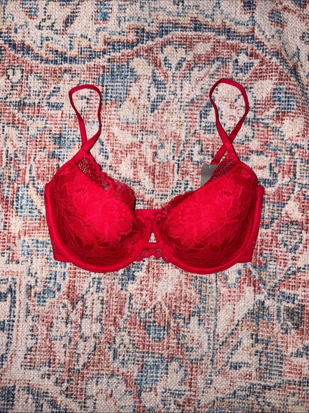Natori Fleur Lightly Lined Underwire Bra in Bonfire Red SZ 30DD NWT - Picture 3 of 5